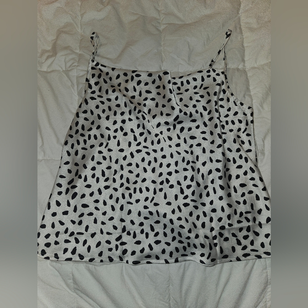 Silky Dalmatian Print Cowl Neck Camisole Top Size L